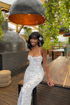 Elegant Lace Maxi Dress with Adjustable Straps | Flattering Fit for Summer Parties