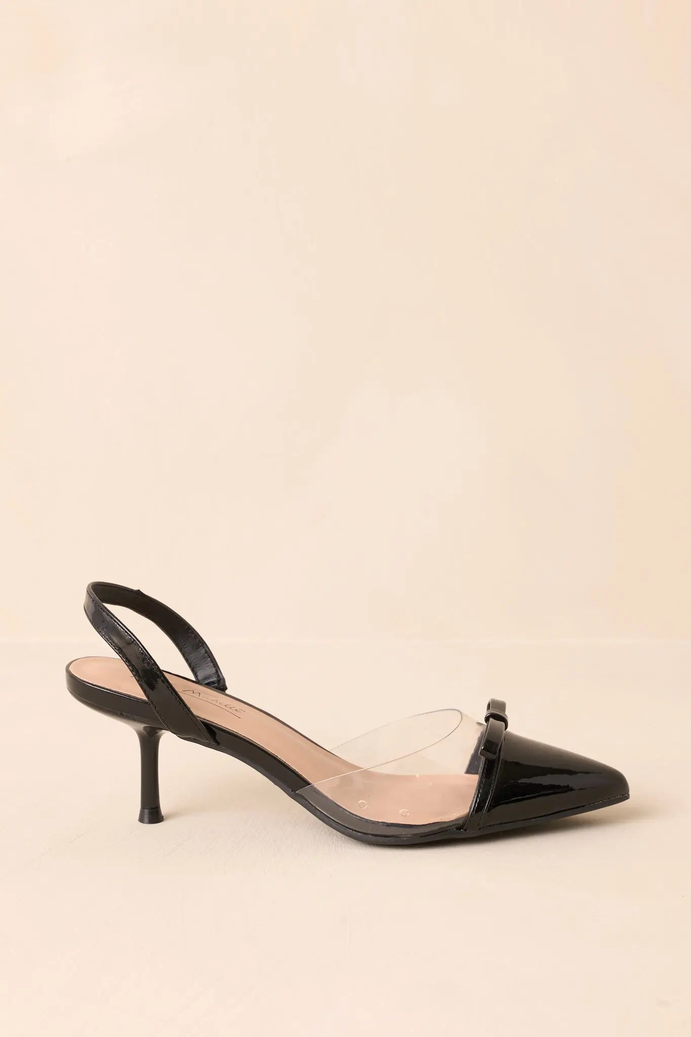 Women's Elegant Lift Black Slingback Kitten Heels | Heel Measures 3" in Height 1