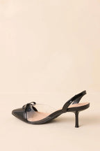 Women's Elegant Lift Black Slingback Kitten Heels | Heel Measures 3" in Height 3