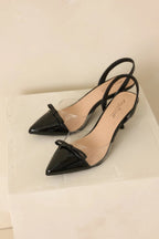 Women's Elegant Lift Black Slingback Kitten Heels | Heel Measures 3" in Height 6