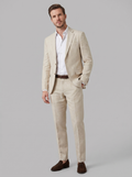 Elegant Linen Blend Suit Set with Tailored Blazer & Trousers for Stylish Comfort