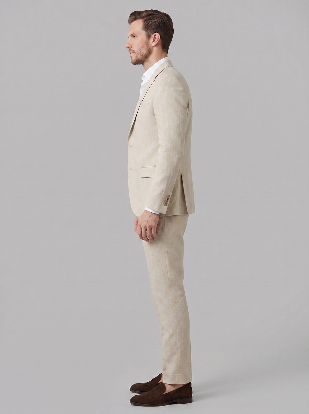 Elegant Linen Blend Suit Set with Tailored Blazer & Trousers for Stylish Comfort