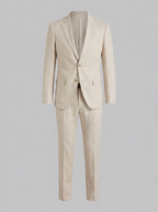 Elegant Linen Blend Suit Set with Tailored Blazer & Trousers for Stylish Comfort
