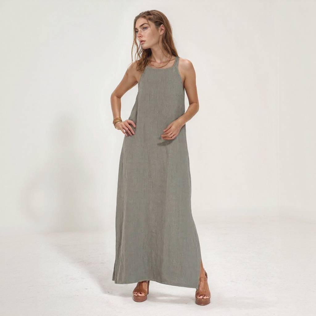 Elegant Linen Maxi Dress | Women's Dress with Sleeveless Design for Effortless Summer Style