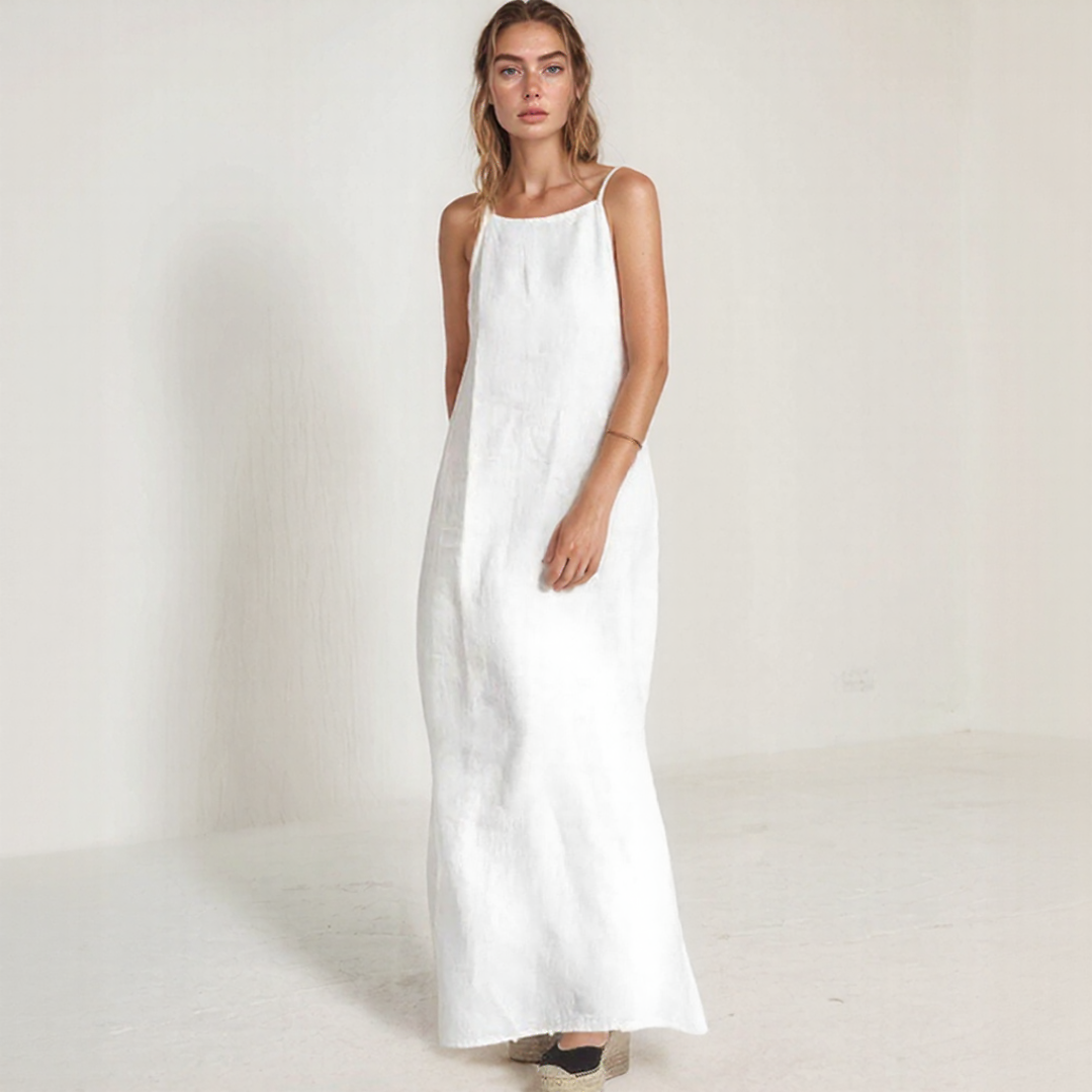 Elegant Linen Maxi Dress | Women's Dress with Sleeveless Design for Effortless Summer Style