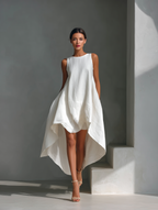 Elegant Linen Women's Dress | Sleeveless Asymmetric Midi for Effortless Summer Style