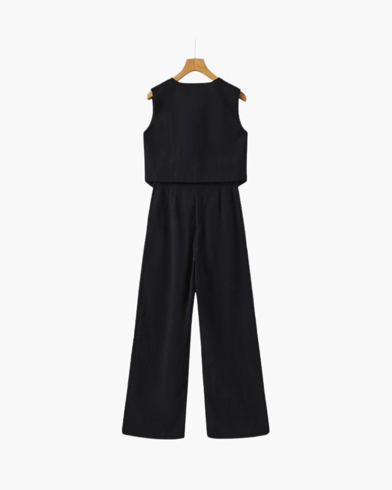Elegant Linen Women's Two Piece Set with Tailored Fit