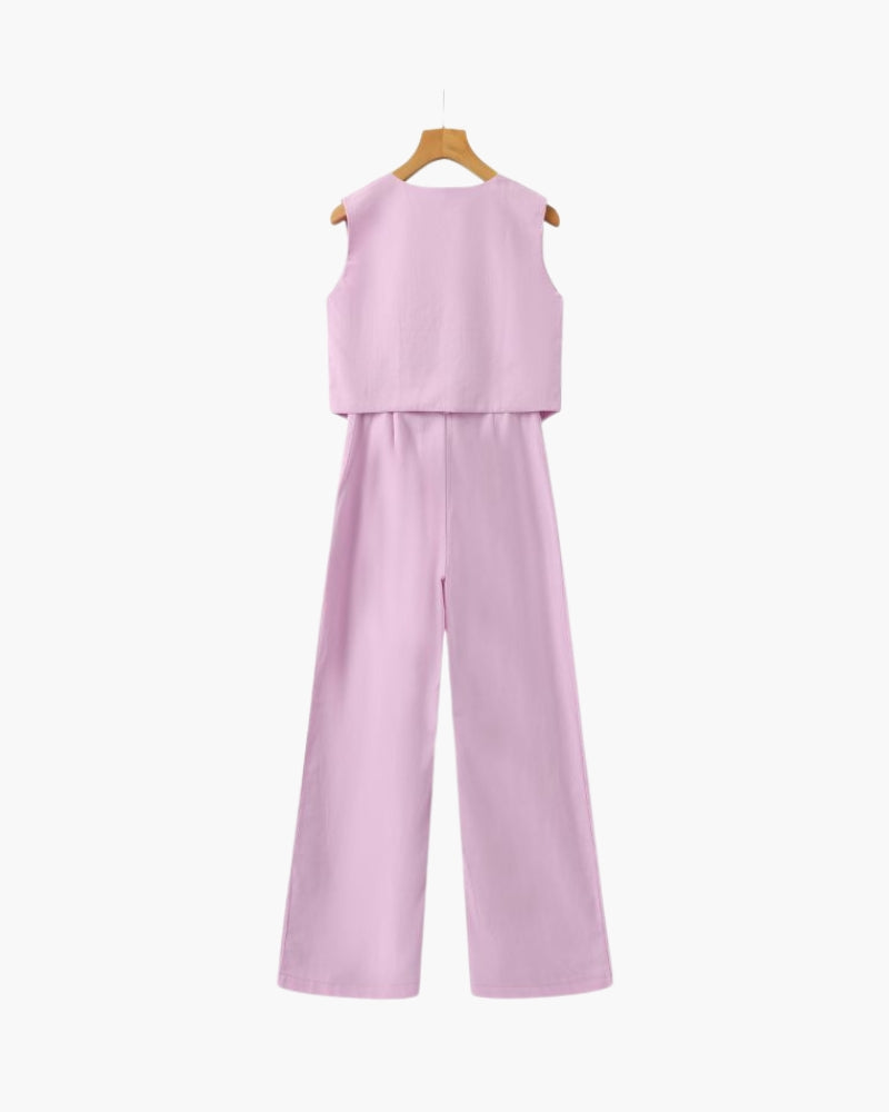 Elegant Linen Women's Two Piece Set with Tailored Fit