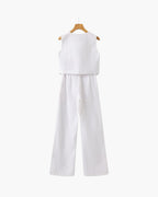 Elegant Linen Women's Two Piece Set with Tailored Fit