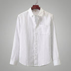 Elegant Linen | Men's Dress Shirt with Classic Pocket | Lightweight Breathable Fabric for Comfort