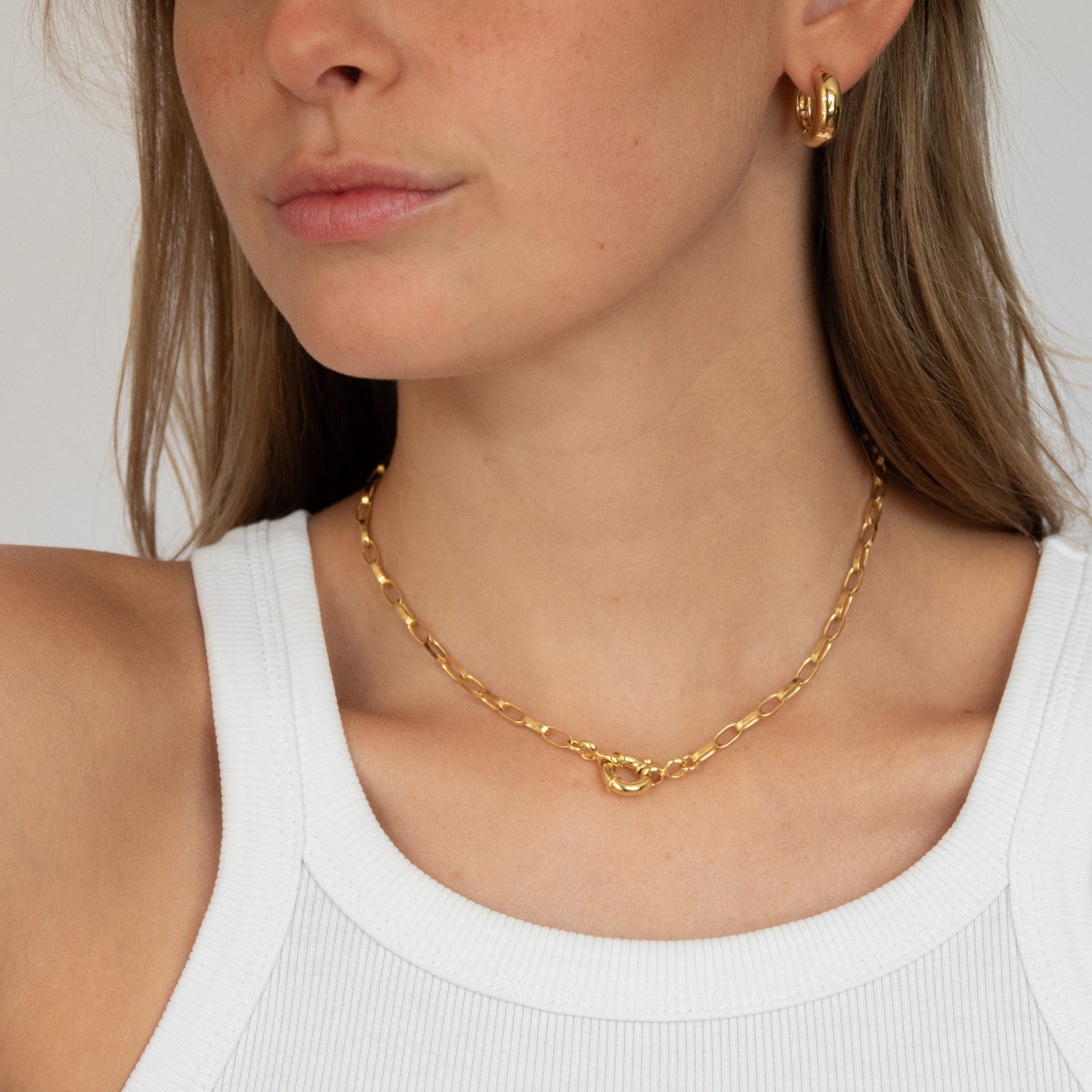 Elegant Link Chain | Gold Necklace with Keshi Pearl Pendant | Chic Accessory for Any Occasion