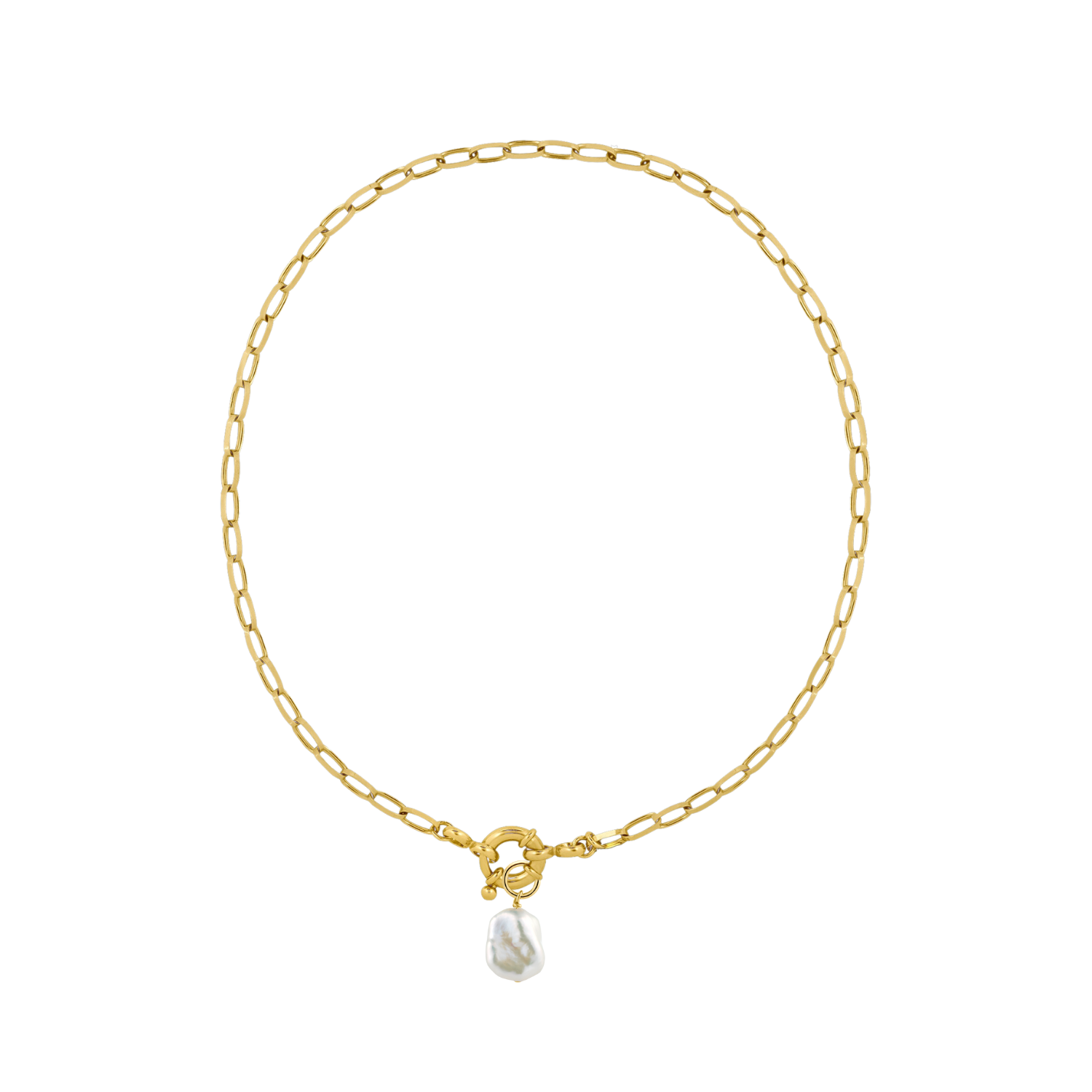Elegant Link Chain | Gold Necklace with Keshi Pearl Pendant | Chic Accessory for Any Occasion