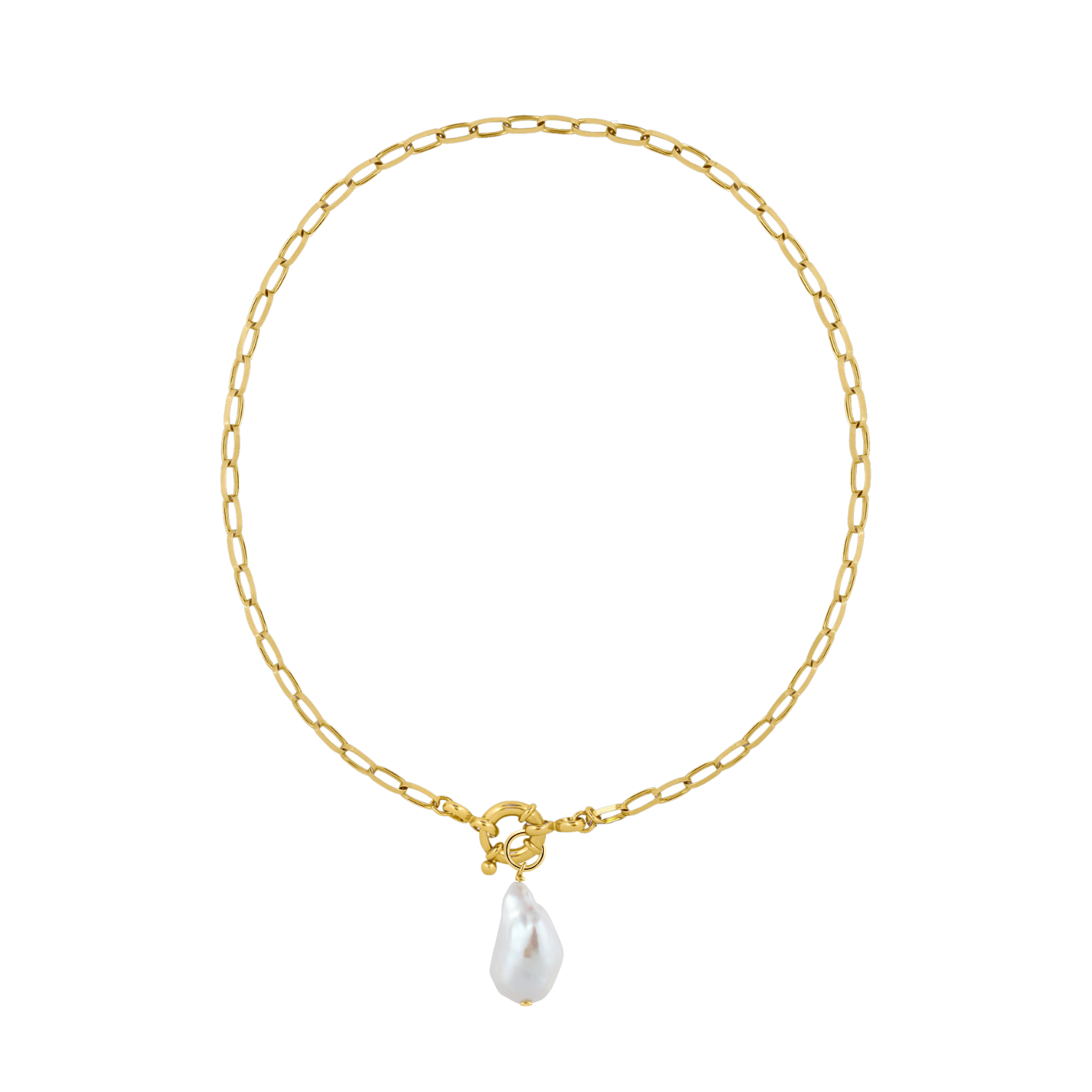 Elegant Link Chain | Gold Necklace with Keshi Pearl Pendant | Chic Accessory for Any Occasion