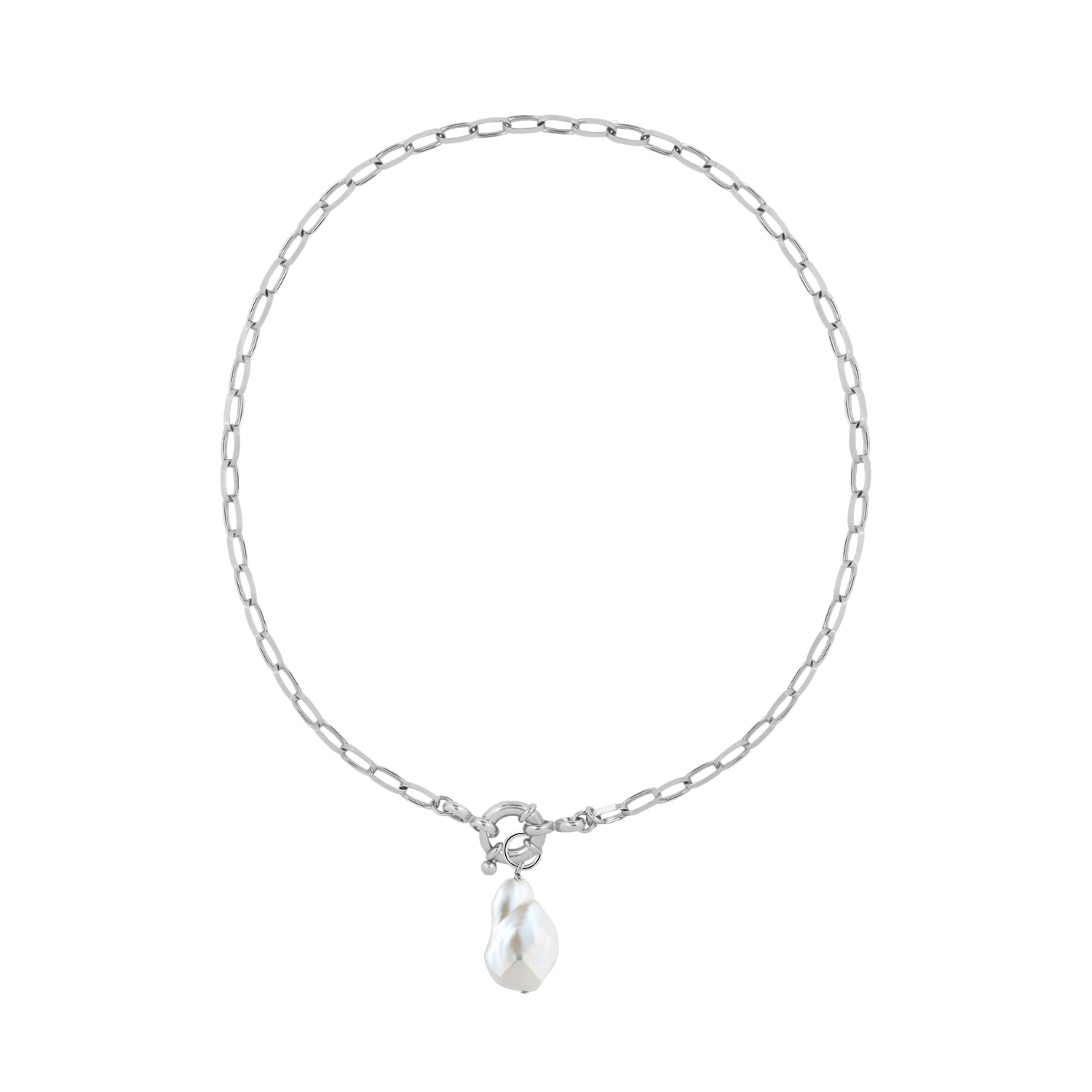 Elegant Link Chain | Gold Necklace with Keshi Pearl Pendant | Chic Accessory for Any Occasion