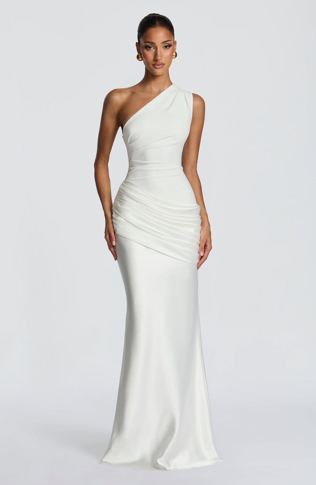 Elegant Maxi Dress | One-Shoulder Long Dress with Asymmetric Pleating | Floor-Length Evening Gown for Formal Occasions