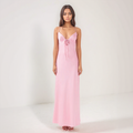 Elegant Maxi Dress | Satin A-Line Gown with Adjustable Tie-Back | Flattering Full-Length Design for Any Occasion