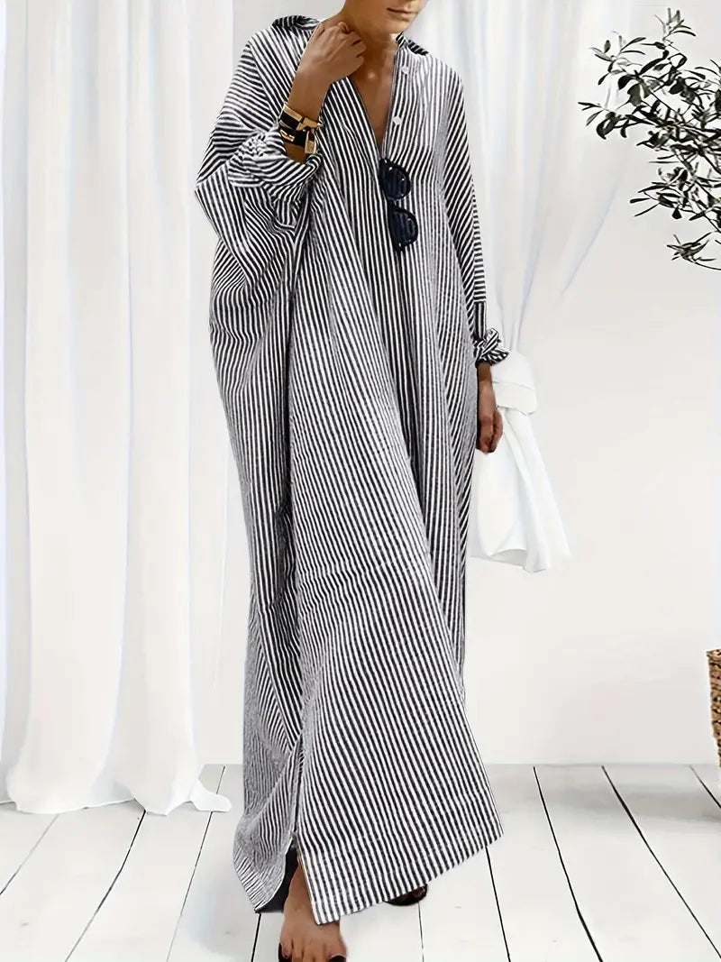 Elegant Maxi Dress | Striped Summer Style with Breathable Cotton for Effortless Comfort