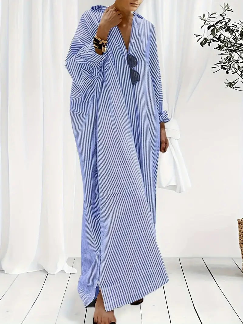 Elegant Maxi Dress | Striped Summer Style with Breathable Cotton for Effortless Comfort
