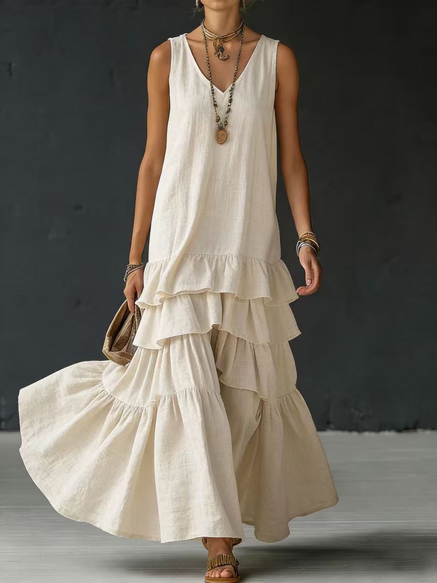 Elegant Maxi Dress | Women's Sleeveless Ice Silk Dress with Fluid Drape | Versatile Style for Formal and Casual Occasions