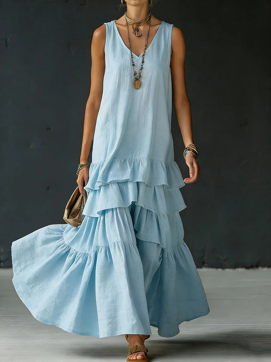 Elegant Maxi Dress | Women's Sleeveless Ice Silk Dress with Fluid Drape | Versatile Style for Formal and Casual Occasions