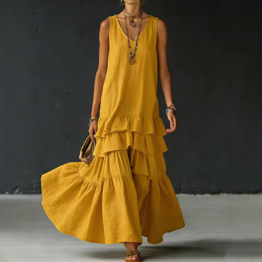 Elegant Maxi Dress | Women's Sleeveless Ice Silk Dress with Fluid Drape | Versatile Style for Formal and Casual Occasions
