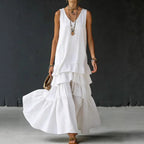 Elegant Maxi Dress | Women's Sleeveless Ice Silk Dress with Fluid Drape | Versatile Style for Formal and Casual Occasions