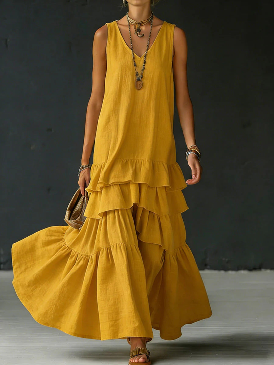 Elegant Maxi Dress | Women's Sleeveless Ice Silk Dress with Fluid Drape | Versatile Style for Formal and Casual Occasions