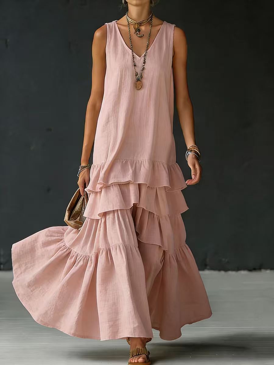 Elegant Maxi Dress | Women's Sleeveless Ice Silk Dress with Fluid Drape | Versatile Style for Formal and Casual Occasions