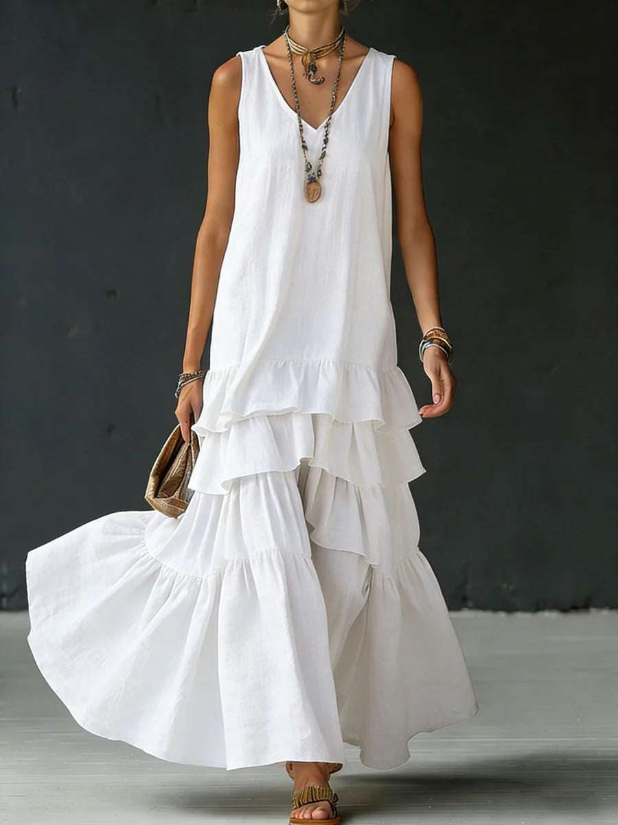 Elegant Maxi Dress | Women's Sleeveless Ice Silk Dress with Fluid Drape | Versatile Style for Formal and Casual Occasions