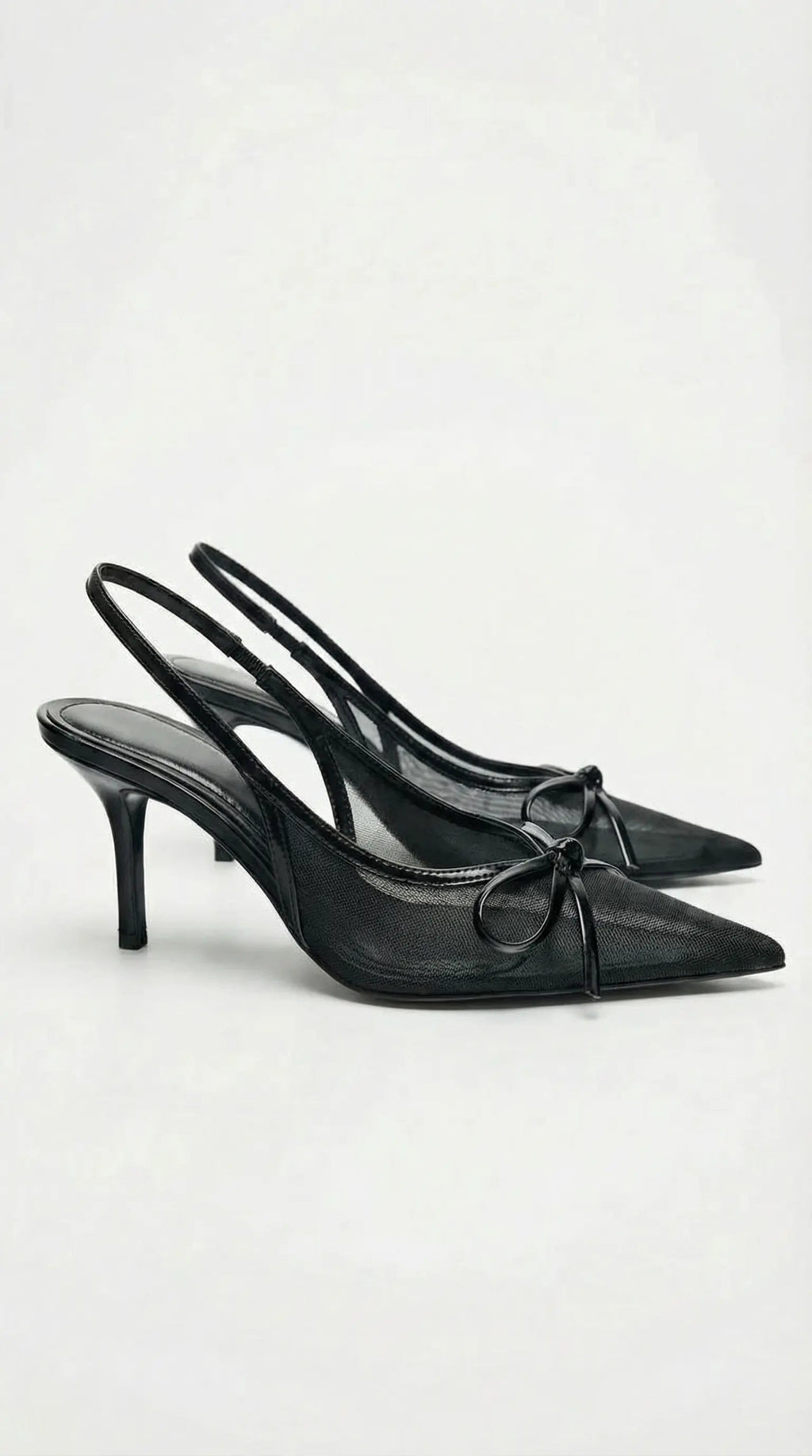 Women's Elegant Mesh Slingback Heels with Adjustable Strap | Chic Pointed Toe Design for All-Day Comfort | Luxurious Mes 0