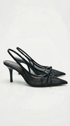 Women's Elegant Mesh Slingback Heels with Adjustable Strap | Chic Pointed Toe Design for All-Day Comfort | Luxurious Mes 0