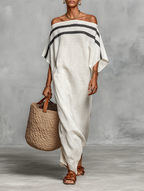 Elegant Off-Shoulder Maxi Dress with Batwing Sleeves | Flattering Long Dress for Effortless Style