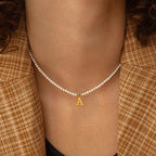 Elegant Pearl Necklace | Personalized Titanium Steel Pendant with Adjustable Length | Unique Pearl Jewelry for Everyday Elegance
