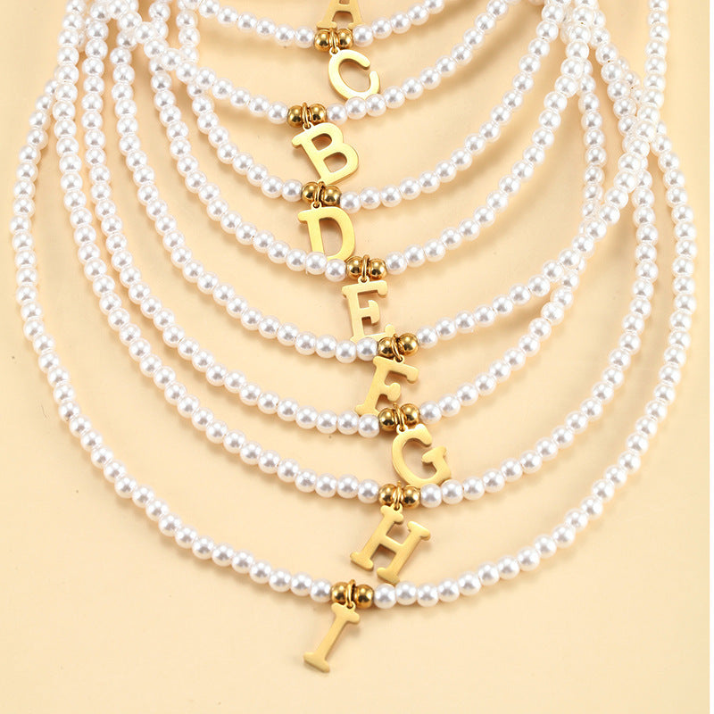 Elegant Pearl Necklace | Personalized Titanium Steel Pendant with Adjustable Length | Unique Pearl Jewelry for Everyday Elegance