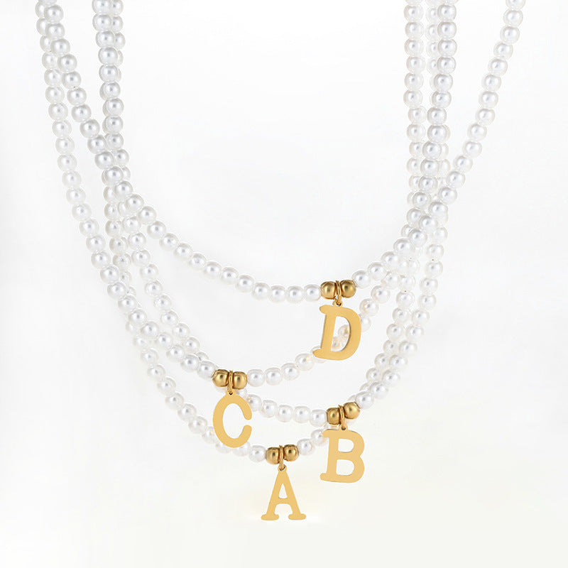 Elegant Pearl Necklace | Personalized Titanium Steel Pendant with Adjustable Length | Unique Pearl Jewelry for Everyday Elegance