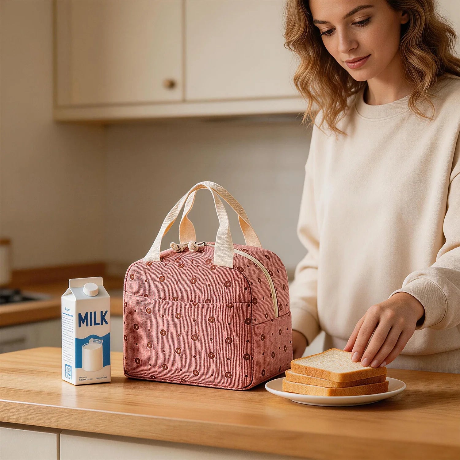 Elegant Pink – Insulated Lunch Bag with Large Capacity & Stylish...