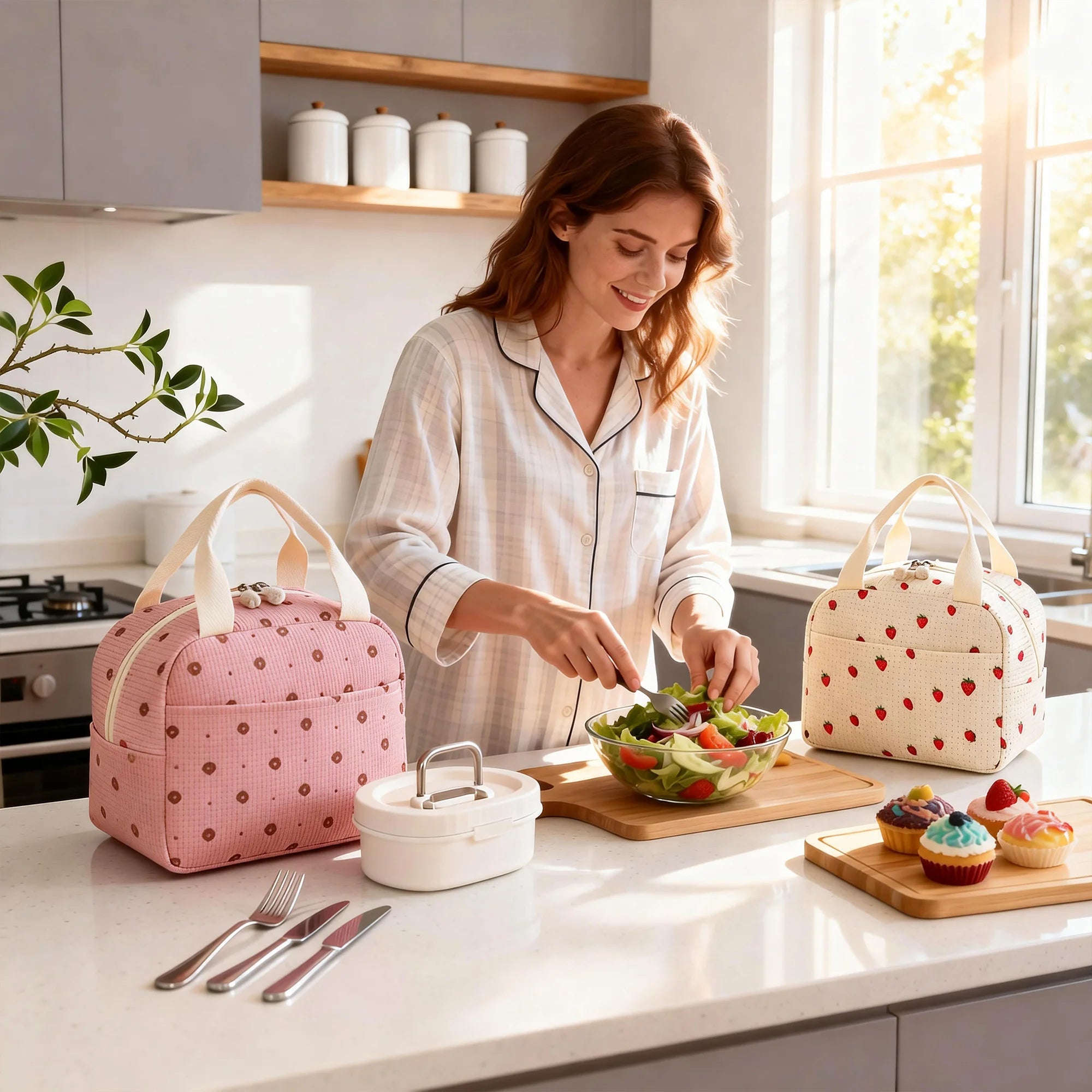 Elegant Pink – Insulated Lunch Bag with Large Capacity & Stylish...
