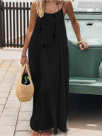 Elegant Plus Size Maxi Dress with Backless Design & Adjustable Fit...