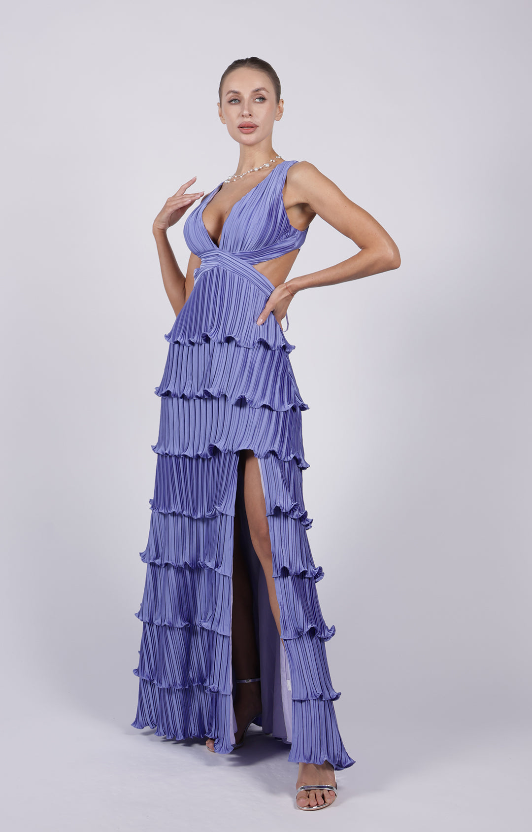 Elegant Prom Dress | V-Neck Cutout Design with Side Split for Glamorous Style