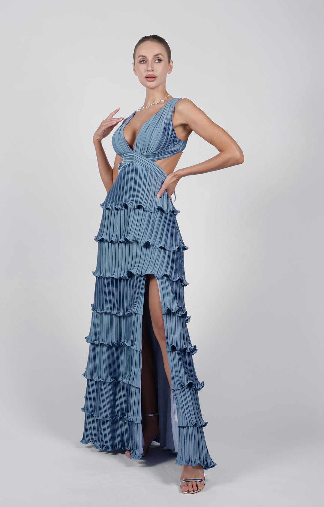 Elegant Prom Dress | V-Neck Cutout Design with Side Split for Glamorous Style
