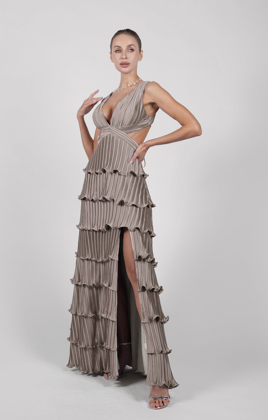 Elegant Prom Dress | V-Neck Cutout Design with Side Split for Glamorous Style