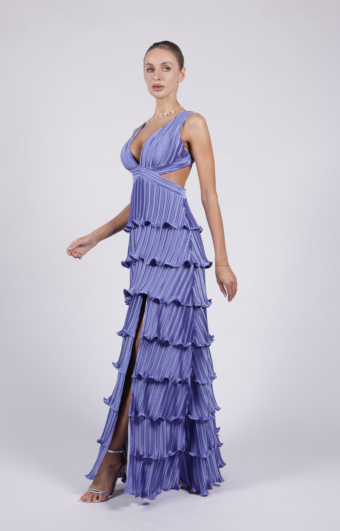 Elegant Prom Dress | V-Neck Cutout Design with Side Split for Glamorous Style