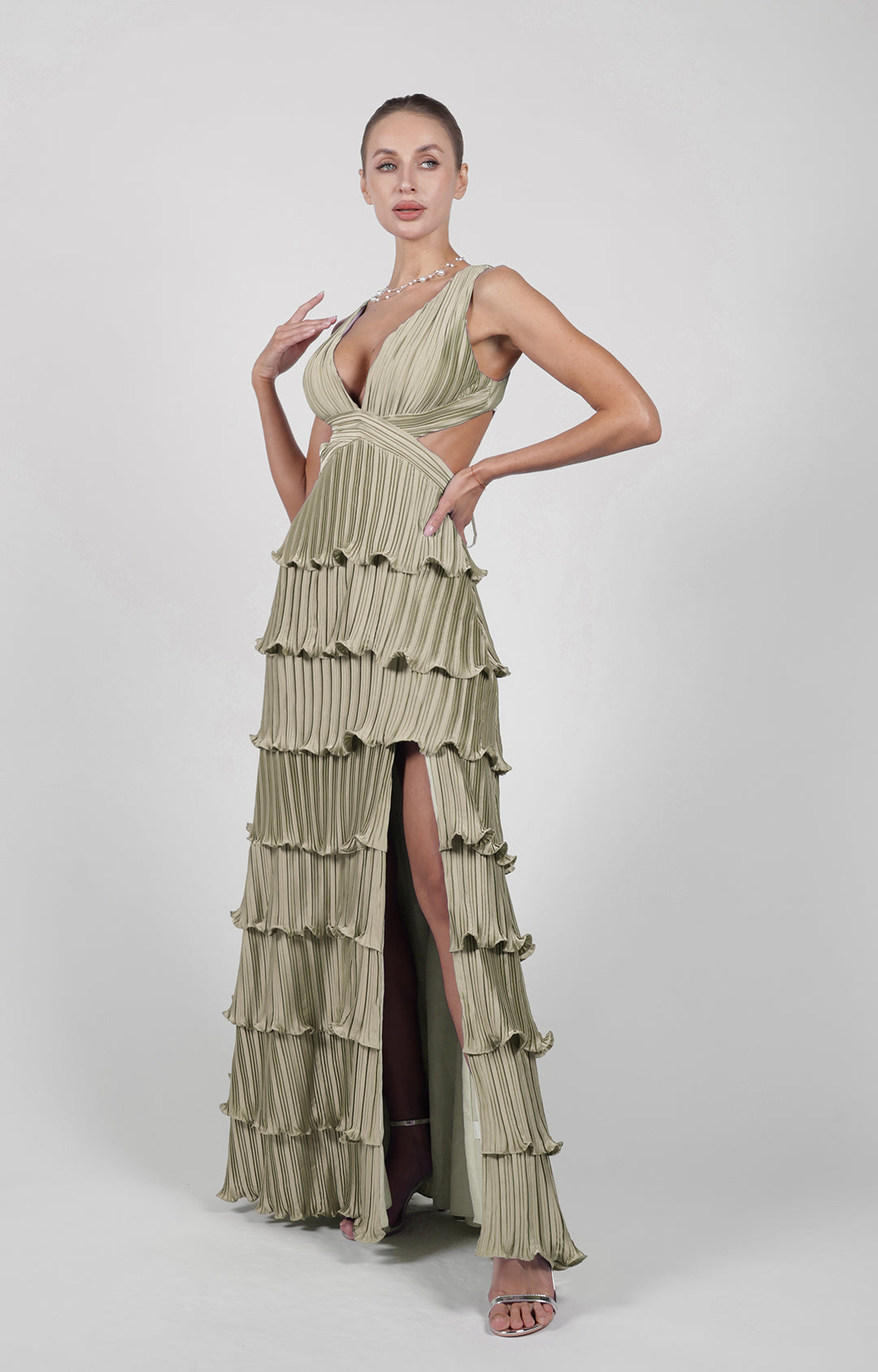 Elegant Prom Dress | V-Neck Cutout Design with Side Split for Glamorous Style