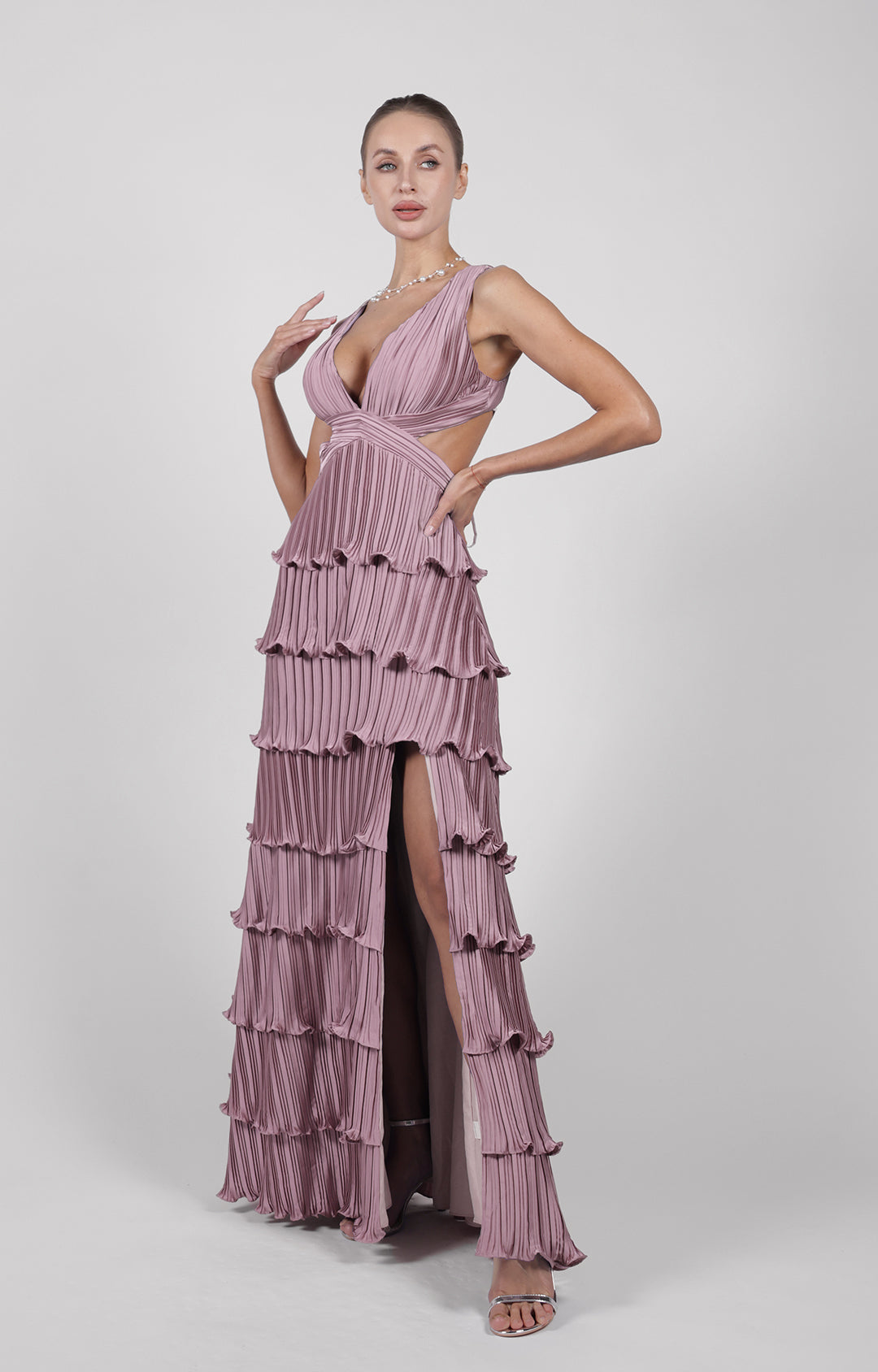 Elegant Prom Dress | V-Neck Cutout Design with Side Split for Glamorous Style