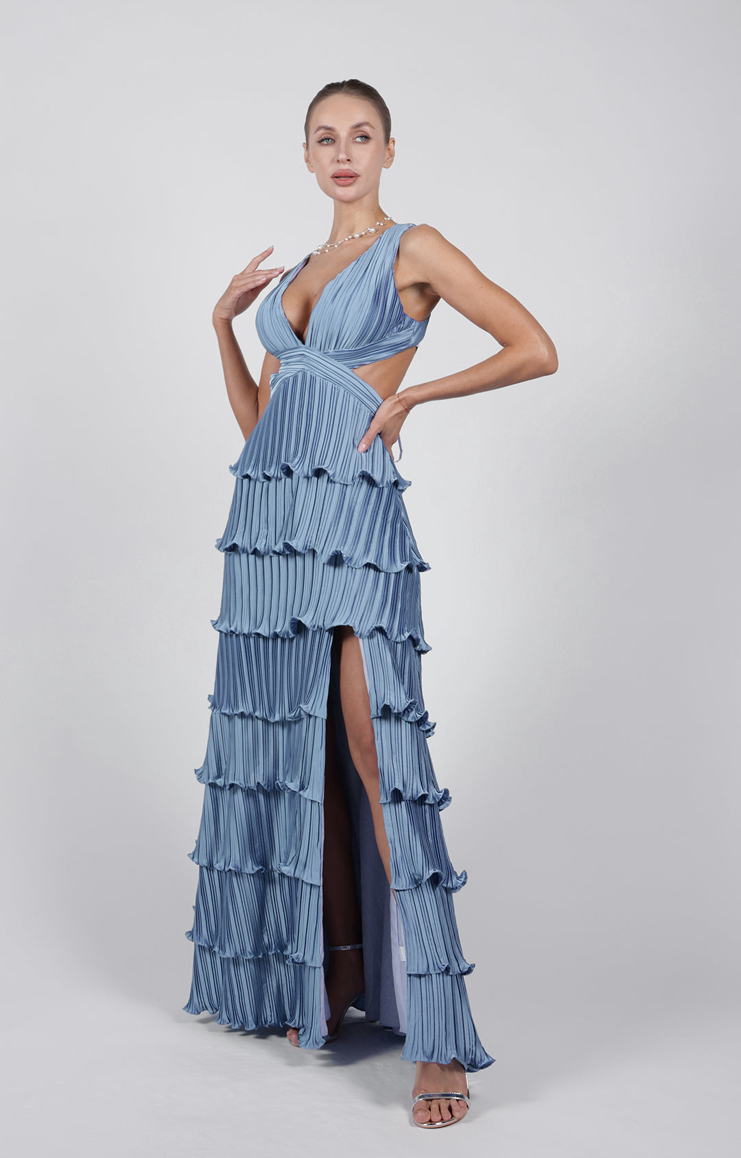 Elegant Prom Dress | V-Neck Cutout Design with Side Split for Glamorous Style