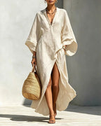 Elegant Resort | White Maxi Dress with Batwing Sleeves | Effortless Style for Any Occasion
