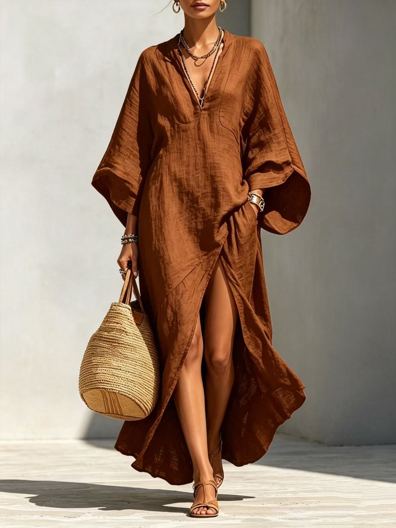 Elegant Resort | White Maxi Dress with Batwing Sleeves | Effortless Style for Any Occasion