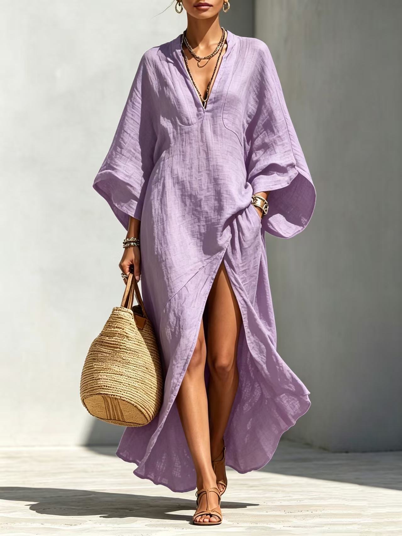 Elegant Resort | White Maxi Dress with Batwing Sleeves | Effortless Style for Any Occasion