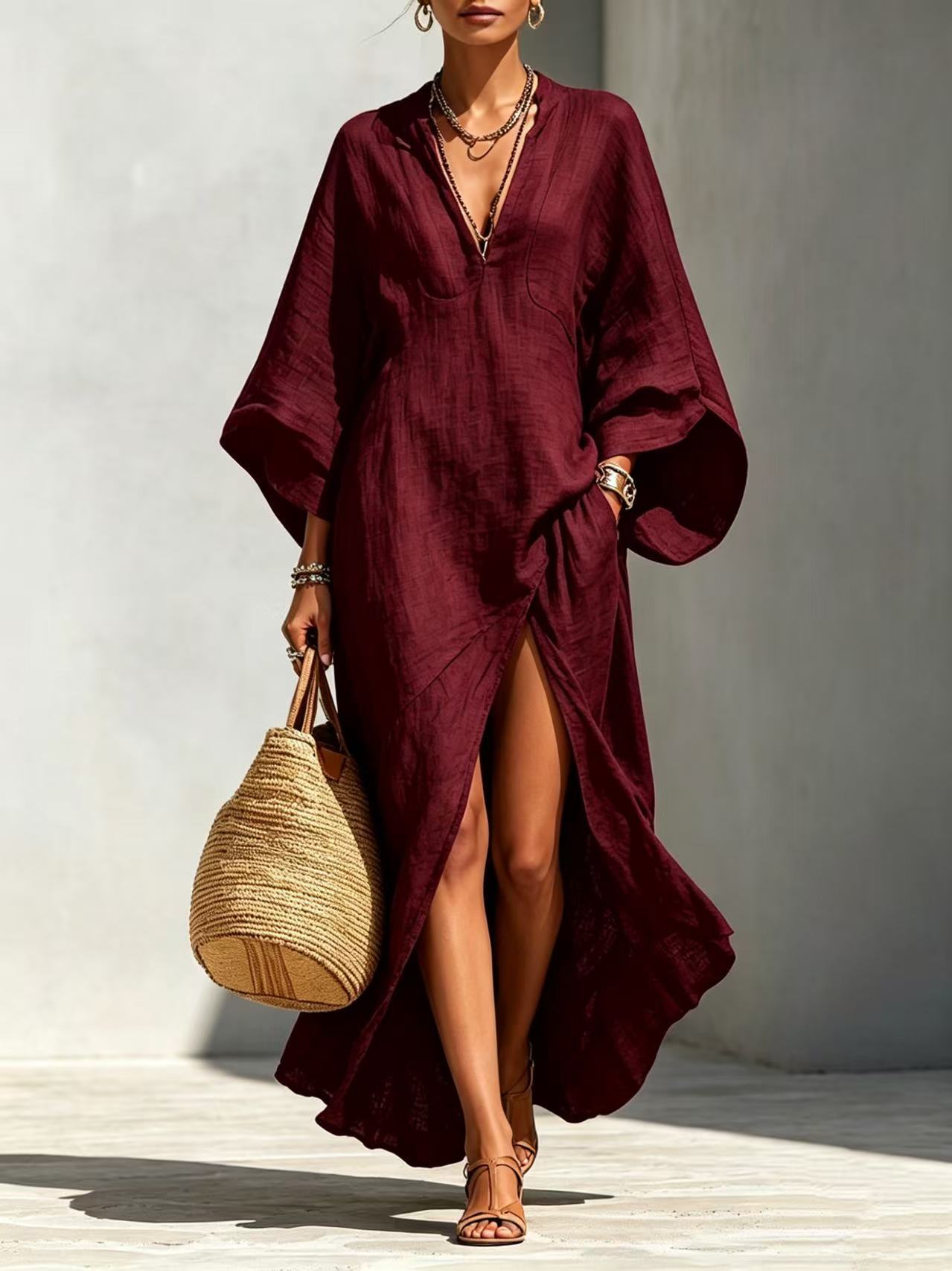 Elegant Resort | White Maxi Dress with Batwing Sleeves | Effortless Style for Any Occasion