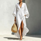 Elegant Resort | White Maxi Dress with Batwing Sleeves | Effortless Style for Any Occasion